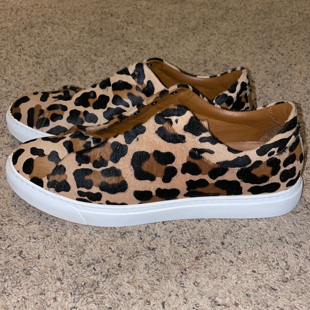 Aquatalia Alaric Leopard Print Calf Hair Sneakers
